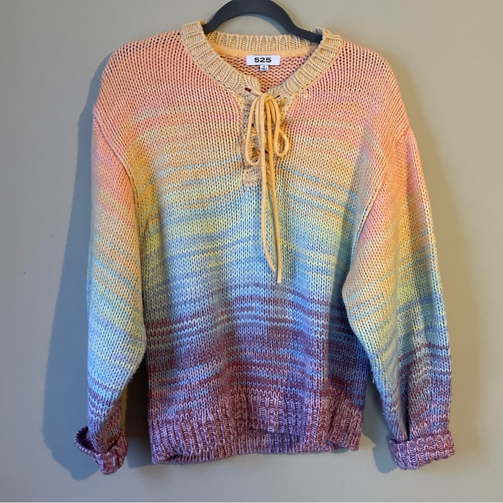 525 Mixed Mari Rainbow Ombré Striped Knit Sweater